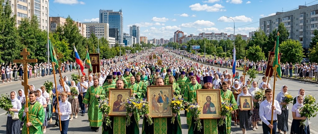 Духовное единство: тысячи православных югорчан встретили День Святой Троицы праздничными шествиями